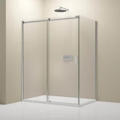 Bernstein Cabine de douche d'angle, verre clair 6mm, porte coulissante - NT806 FLEX 100x80x195cm