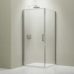 Bernstein Cabine de douche d'angle 100x100x195cm (LxPxH) verre 8mm, 1 porte battante 100cm, Profilé chrome - NT416