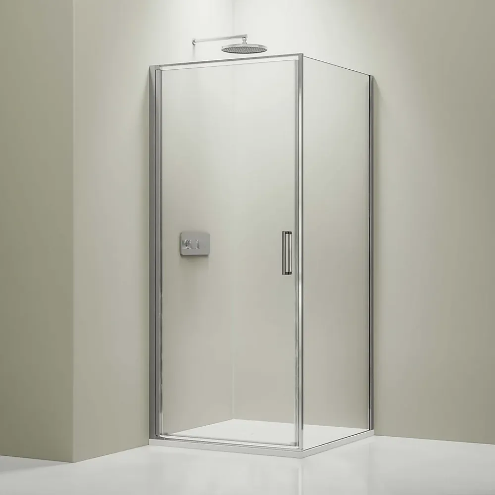Bernstein Cabine de douche d'angle 100x100x195cm (LxPxH) verre 8mm, 1 porte battante 100cm, Profilé chrome - NT416