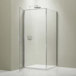 Bernstein Cabine de douche d'angle 100x100x195cm (LxPxH) verre 8mm, 1 porte battante 100cm, Profilé chrome - NT416