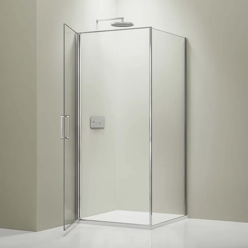 Bernstein Cabine de douche d'angle 100x100x195cm (LxPxH) verre 8mm, 1 porte battante 100cm, Profilé chrome - NT416