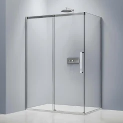 Bernstein Cabine de douche en coin, verre trempé 8mm, portes coulissantes, profilé chrome - DX906 FLEX - 100x80x195cm (LxPxH)