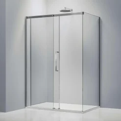 Bernstein Cabine de douche en coin, verre trempé 8mm, portes coulissantes, profilé chrome - DX906 FLEX - 100x80x195cm (LxPxH)
