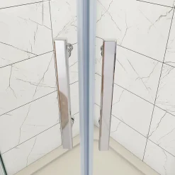 AICA Sanitaire Cabine de douche en quart de cercle chromé 80x80x195cm,Cabine de douche intégrale d'angle,porte de douche pivotante