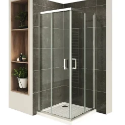 Cabine De Douche|Saniverre Cabine De Douche H190 85x85cm - Verre Transparent Portes Coulissantes Lana+ (sans Receveur) -