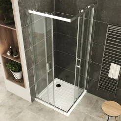 Cabine De Douche|Saniverre Cabine De Douche H180 70x100cm - Verre Transparent Portes Coulissantes Lana+ (sans Receveur) -