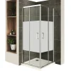 Saniverre Cabine De Douche H180 90x100cm - Verre Centre-opaque Portes Coulissantes Lana+ (sans Receveur) -