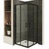 Saniverre Cabine De Douche H180 80x100cm - Verre Transparent Portes Coulissantes Lanablack+ (sans Receveur) -