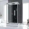 Cabine De Douche|Aurlane Cabine de douche Hydromassante 110x80x215 cm - Fond Noir et Profilés Gris - BLACK STYLE