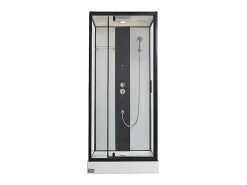 Vente-unique Cabine de douche hydromassante - 2 zones de jets de massage - L90 x P90 x H215 cm - pluie tropicale et douchette - PRIMEA