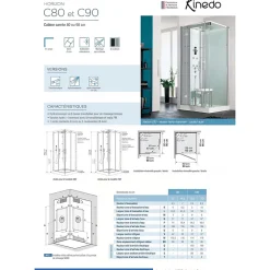 Cabine De Douche|Kinedo Cabine de douche hydromassante HORIZON 90x90 hauteur receveur 12,5cm 1 porte pivotante finition acier