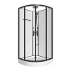 Vente-unique Cabine de douche hydromassante en fibre de bambou - Noir mat - L80 x l80 x H225 cm - ZALIFA