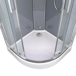 GoodHome Cabine de douche hydromassante quart de cercle 90 x 90 cm, profilés chromés, Beloya