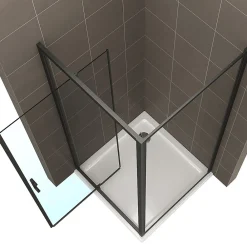 Cabine De Douche|Saniverre Cabine de douche IBEABLACK H.190 cm porte pivotante verre transparent 90 x 90 cm -
