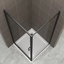 Cabine De Douche|Saniverre Cabine de douche IBEABLACK H.190 cm porte pivotante verre transparent 90 x 90 cm -
