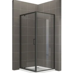 Cabine De Douche|Saniverre Cabine de douche IBEABLACK H.190 cm porte pivotante verre transparent 90 x 90 cm -