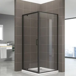 Saniverre Cabine de douche IBEABLACK H.190 cm porte pivotante verre transparent 70 x 80 cm (porte 70) -