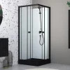 Aurlane Cabine de douche intégrale 80x80x200 cm carrée - Portes coulissantes - Receveur Noir Mat