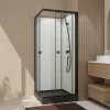 Cabine De Douche|Galedo Cabine de douche intégrale carrée noir, L.80 x l.80 x H.200 cm, portes coulissantes, Julie