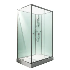 Cabine De Douche|Schulte Cabine de douche intégrale rectangulaire, L.160 x l.90 x H.204 cm, porte coulissante ouverture droite, profilé alu-argenté, Ibiza