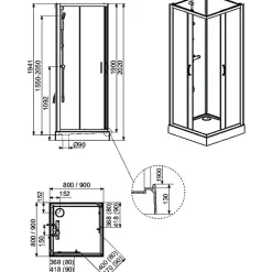 Cabine De Douche|Leda Cabine de douche Izi Glass2 - Carrée - Portes coulissantes - Verre transparent - 80 x 80 cm