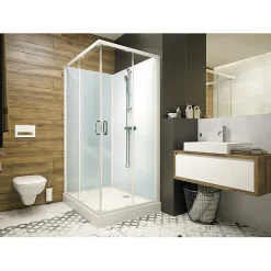 Cabine De Douche|Leda Cabine de douche Izi Glass2 - Carrée - Portes coulissantes - Verre transparent - 80 x 80 cm