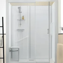 Cabine De Douche|Kinedo Cabine de douche Kinemagic Sérénité Plus 140x80 niche haute coulissante verre transparent avec mitigeur