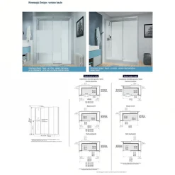 Cabine De Douche|Kinedo Cabine de douche Kinemagic Design 120x80 habillage toute hauteur 1 porte pivotante verre transparent avec mitigeur