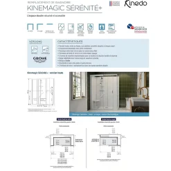 Kinedo Cabine de douche Kinemagic Sérénité Plus 170x80 habillage toute hauteur 1 coulissant transparent thermostatique