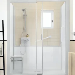 Kinedo Cabine de douche Kinemagic Sérénité Plus 160x80 niche basse porte coulissante transparent thermostatique