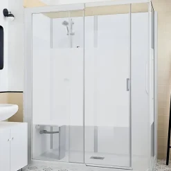 Cabine De Douche|Kinedo Cabine de douche Kinemagic Design 120x70 habillage toute hauteur 1 coulissant verre transparent avec mitigeur