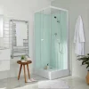 Cabine de douche l.80 x L.80 x H.200 cm – blanche, avec mitigeur et douchette, GoodHome Arkell