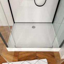 Galedo Cabine de douche l.80 x L.110 x H.230 cm – porte pivotante, style industriel noir & blanc avec profilés noirs, City