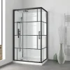 Galedo Cabine de douche l.80 x L.110 x H.210 cm – mitigeur mécanique, blanc et noir effet verrière, Graphic