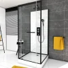 Galedo Cabine de douche l.80 x L.80 x H.230 cm – fond effet métro, douchette anticalcaire, style noir & blanc, Metro
