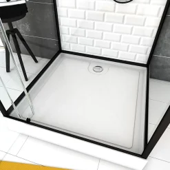 Galedo Cabine de douche l.80 x L.80 x H.230 cm – fond effet métro, douchette anticalcaire, style noir & blanc, Metro