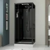 Galedo Cabine de douche l.90 x L.90 x H.218 cm – hydromassante connectée, Bluetooth, noir & blanc, Aura Square