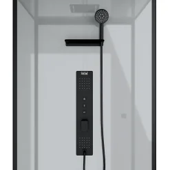 Cabine De Douche|Galedo Cabine de douche L.110 x l.80 x H.207,5 cm – hydromassante multijets, receveur bas, bouton push, Trendy Grey