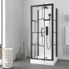 Cabine De Douche|Galedo Cabine de douche l.80 x L.80 x H.213 cm – sérigraphie graphic, porte pivotante, design noir & blanc effet verrière, Graphic