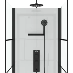 Cabine De Douche|Galedo Cabine de douche l.80 x L.80 x H.213 cm – sérigraphie graphic, porte pivotante, design noir & blanc effet verrière, Graphic