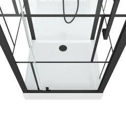 Cabine De Douche|Galedo Cabine de douche l.80 x L.80 x H.213 cm – sérigraphie graphic, porte pivotante, design noir & blanc effet verrière, Graphic
