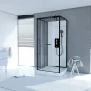 Cabine De Douche|Galedo Cabine de douche l.80 x L.80 x H.230 cm – porte pivotante, style industriel noir & blanc, grande ouverture, City