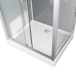 GoodHome Cabine de douche l.90 x L.110 x H.220 cm – hydromassante, fond gris profilés chromés, Beloya