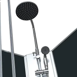 GoodHome Cabine de douche l.80 x L.120 x H.225 cm – hydromassante, grise, profilés chromés, montage rapide, Onega