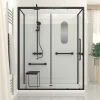Galedo Cabine de douche l.85 x L.160 x H.200 cm – colonne thermostatique, noir & blanc, siège, large ouverture, Access 2