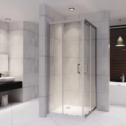 Saniverre Cabine de douche LANA portes coulissantes H.185 cm verre 6 mm transparent 80 x 80 cm -