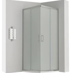 Cabine De Douche|Saniverre Cabine de douche LANA portes coulissantes H.180 cm verre 6 mm opaque 80 x 100 cm -