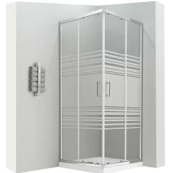 Cabine De Douche|Saniverre Cabine de douche LANA portes coulissantes H.180 cm verre 6 mm semi-opaque 80 x 80 cm -