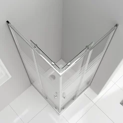 Cabine De Douche|Saniverre Cabine de douche LANA portes coulissantes H.180 cm verre 6 mm semi-opaque 80 x 80 cm -