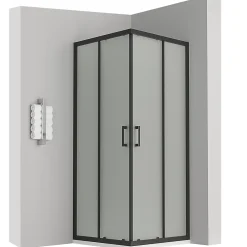 Saniverre Cabine de douche LANABLACK H.180 cm portes coulissantes verre 6 mm opaque 70 x 70 cm -